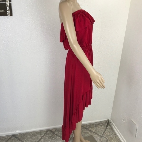 Felicity & coco  Straples off the shoulder High low Ruffle Red Maxi dress beach - Picture 8 of 10